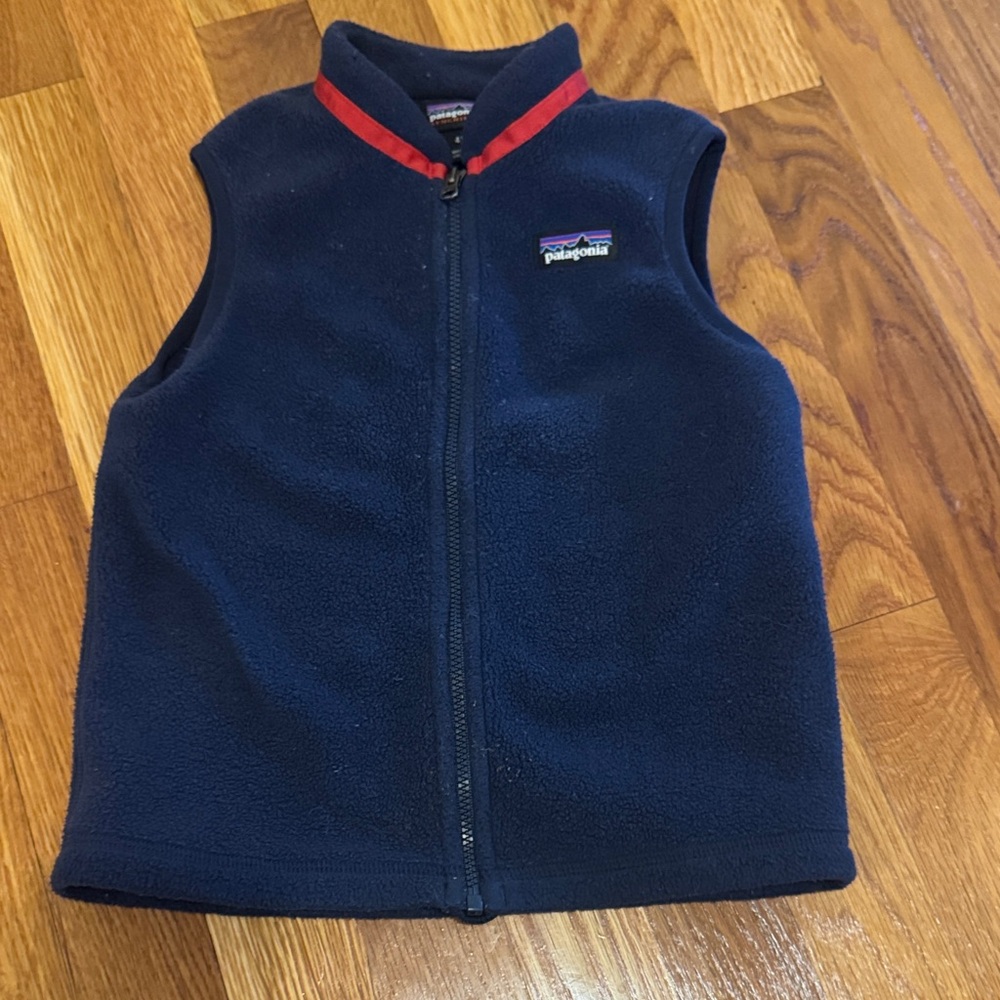 Patagonia Kids Navy Blue Vest with Red Trim